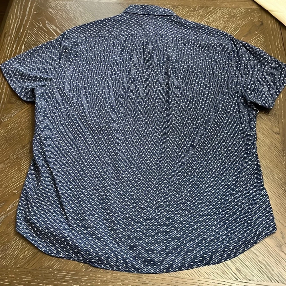 J.Crew navy blue small print shirt sleeve button down shirt Size XL